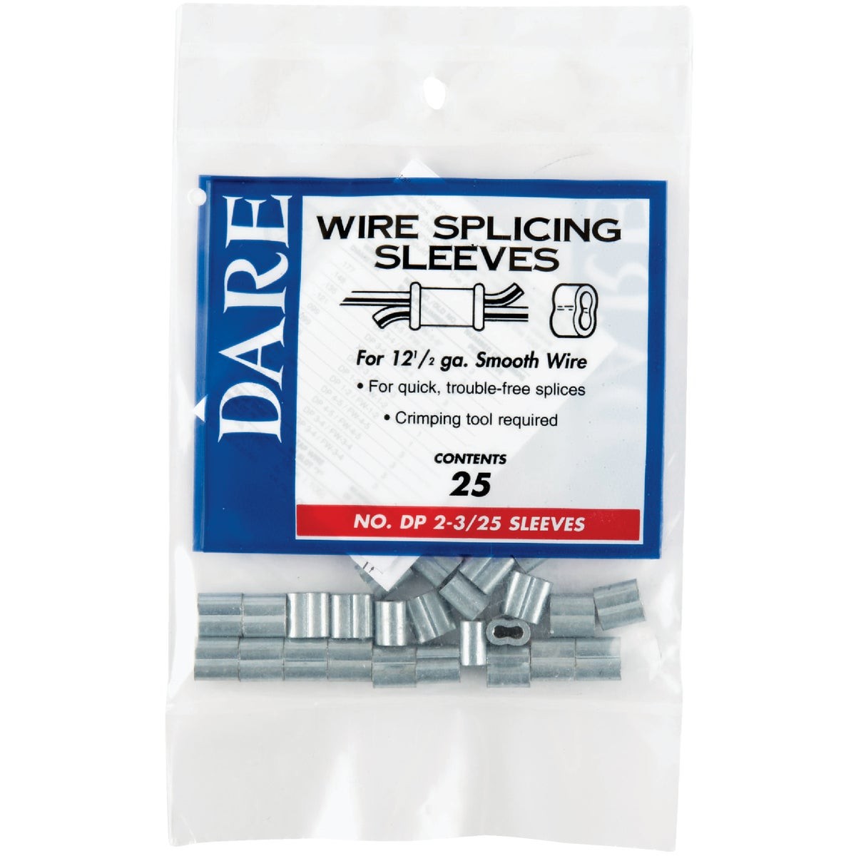 Dare 12-1/2 Ga. Zinc Plated Copper Splicing Sleeve (25-Pack) DP2-3/25 Dare