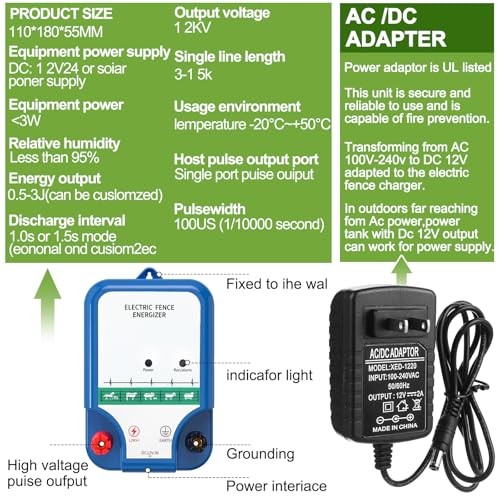 Electric Fence Kit 8 Mile 2J Solar AC DC