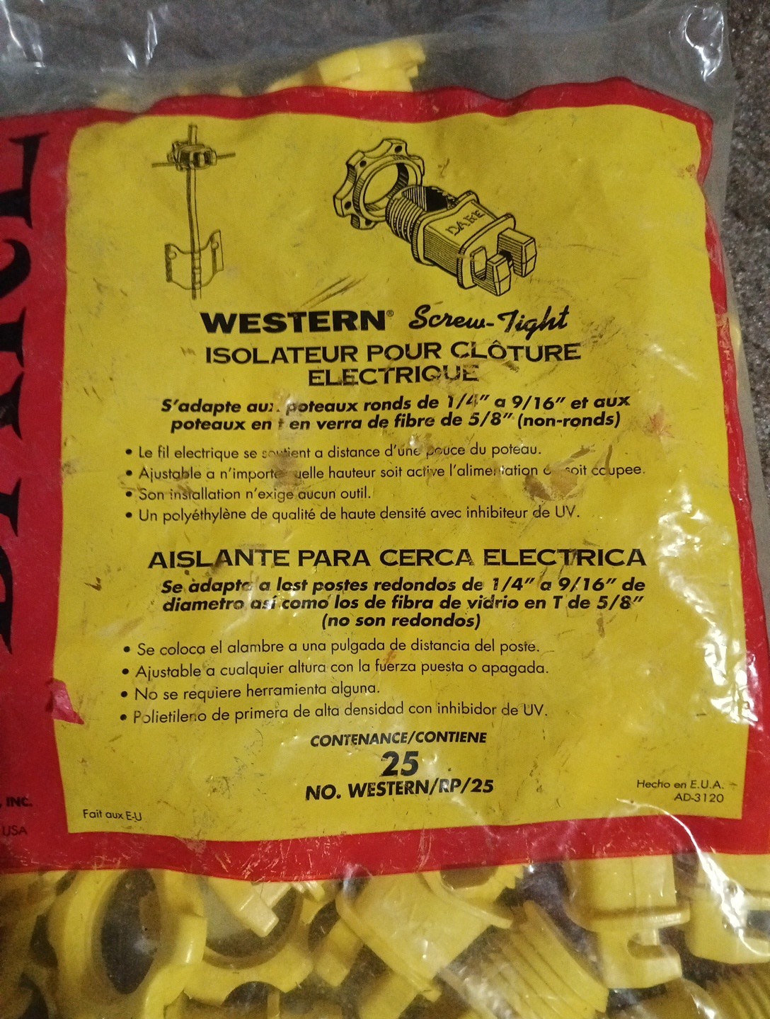 Dare – Western Electric Fence Insulators – For Fiberglass or Steel Posts – 25pk.