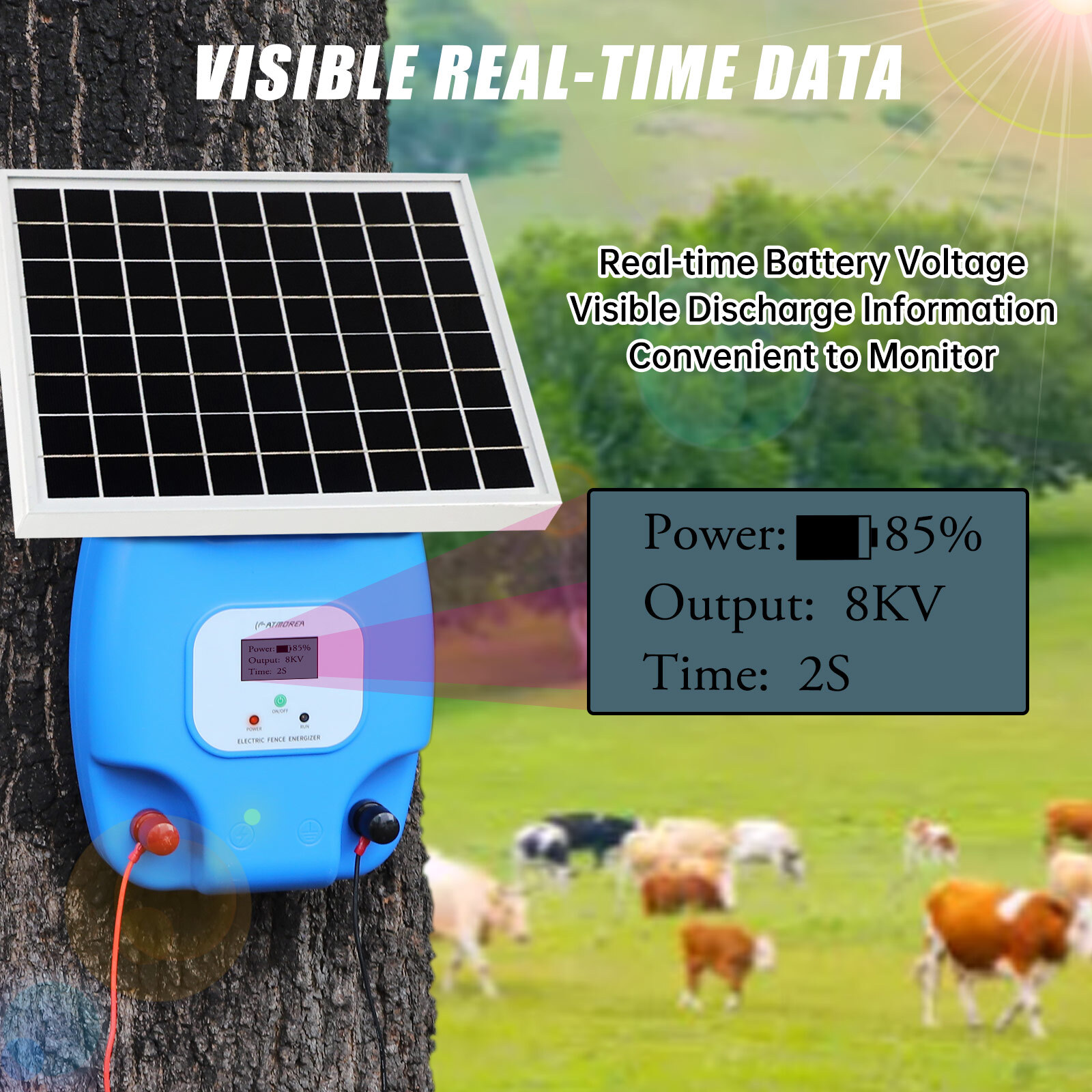 1.5J 8KV Solar Powered Fence Charger 5W Electric Fence Energizer for Livestock