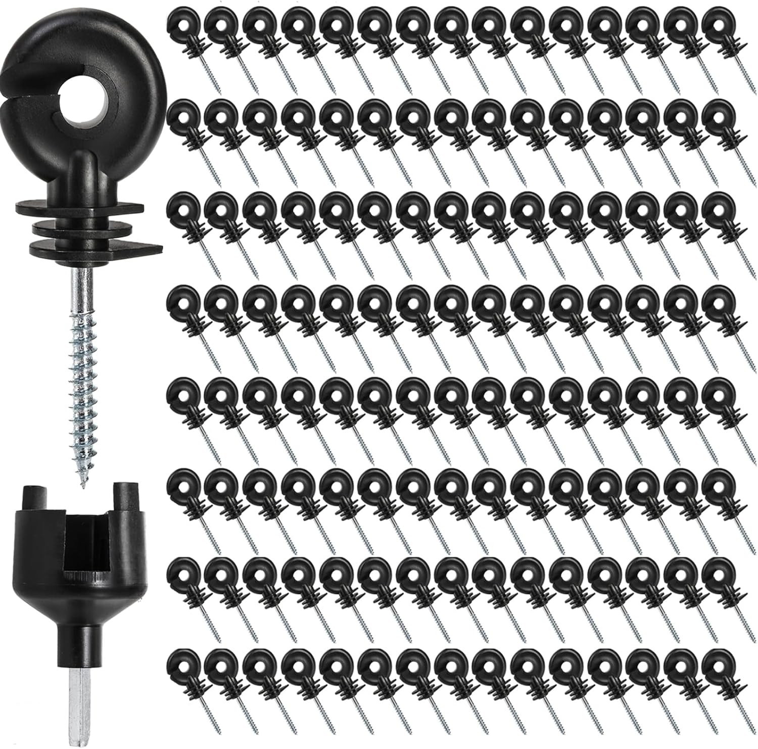 120 Pack Electric Fence Insulator, Fence Ring Post Insulator, Screw-In Insulator