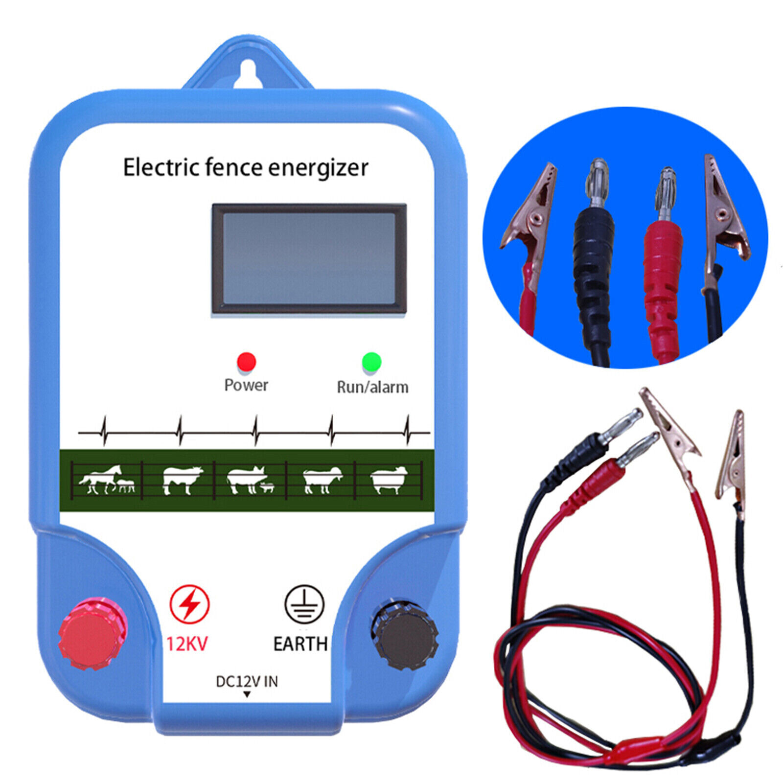 DC 12V2A LCD Display Electric Fence Controller Fence Energizer For Poultry US