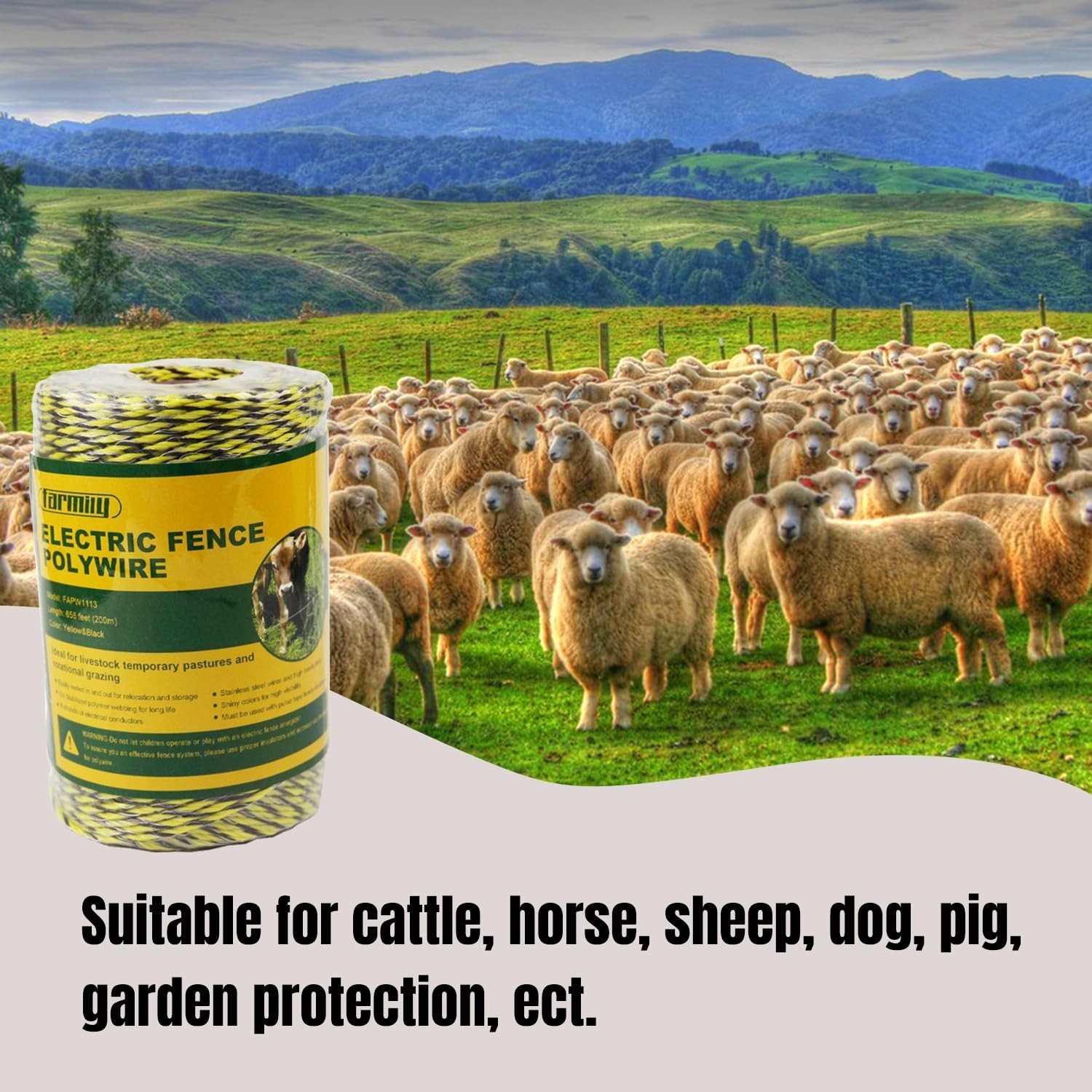 Reliable 656ft Electric Polywire for Livestock – UV Treated & High Visibility