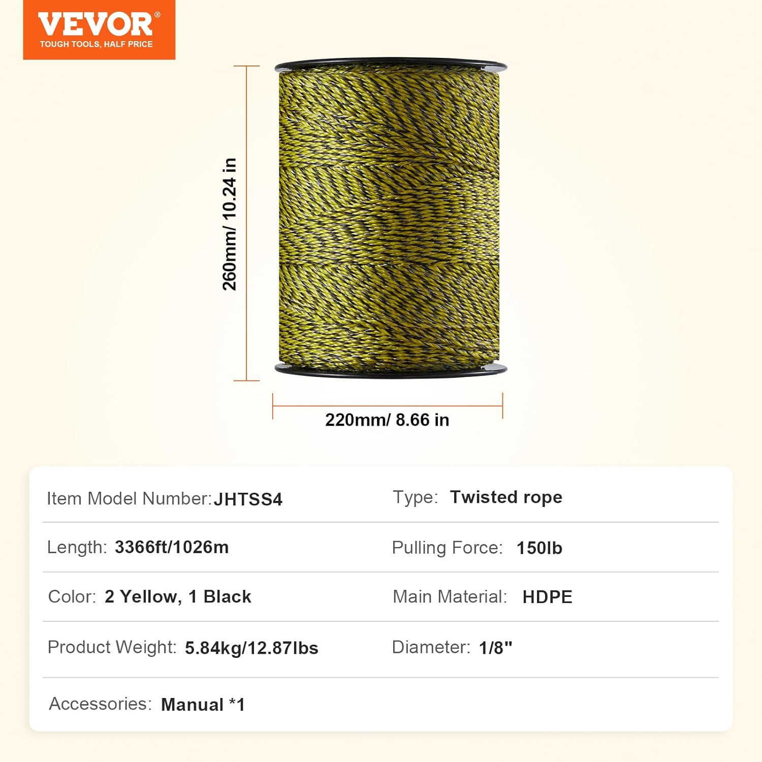 3366FT Electric Fence Wire 1/8″ Polywire 6 Stainless Steel Strands UV Resistant