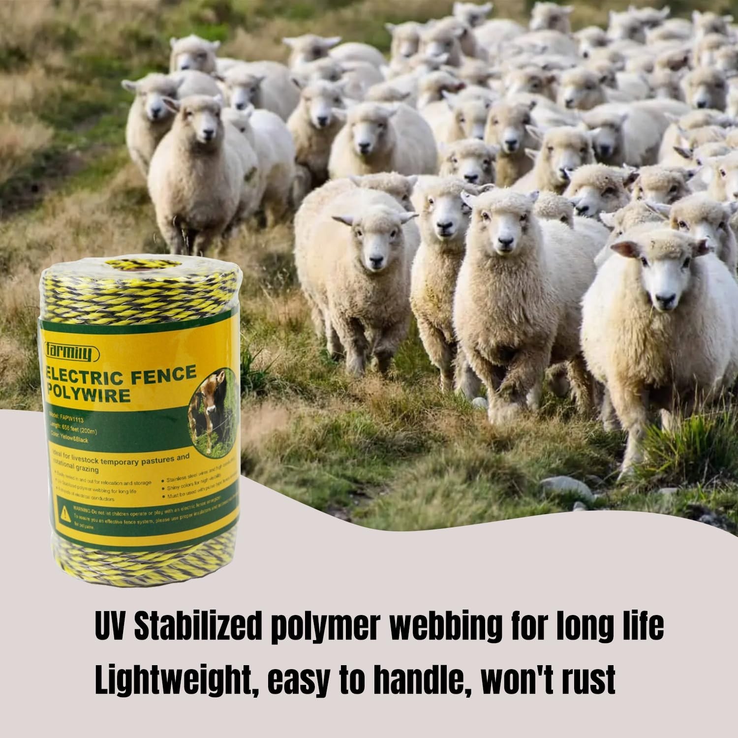 Reliable 656ft Electric Polywire for Livestock – UV Treated & High Visibility
