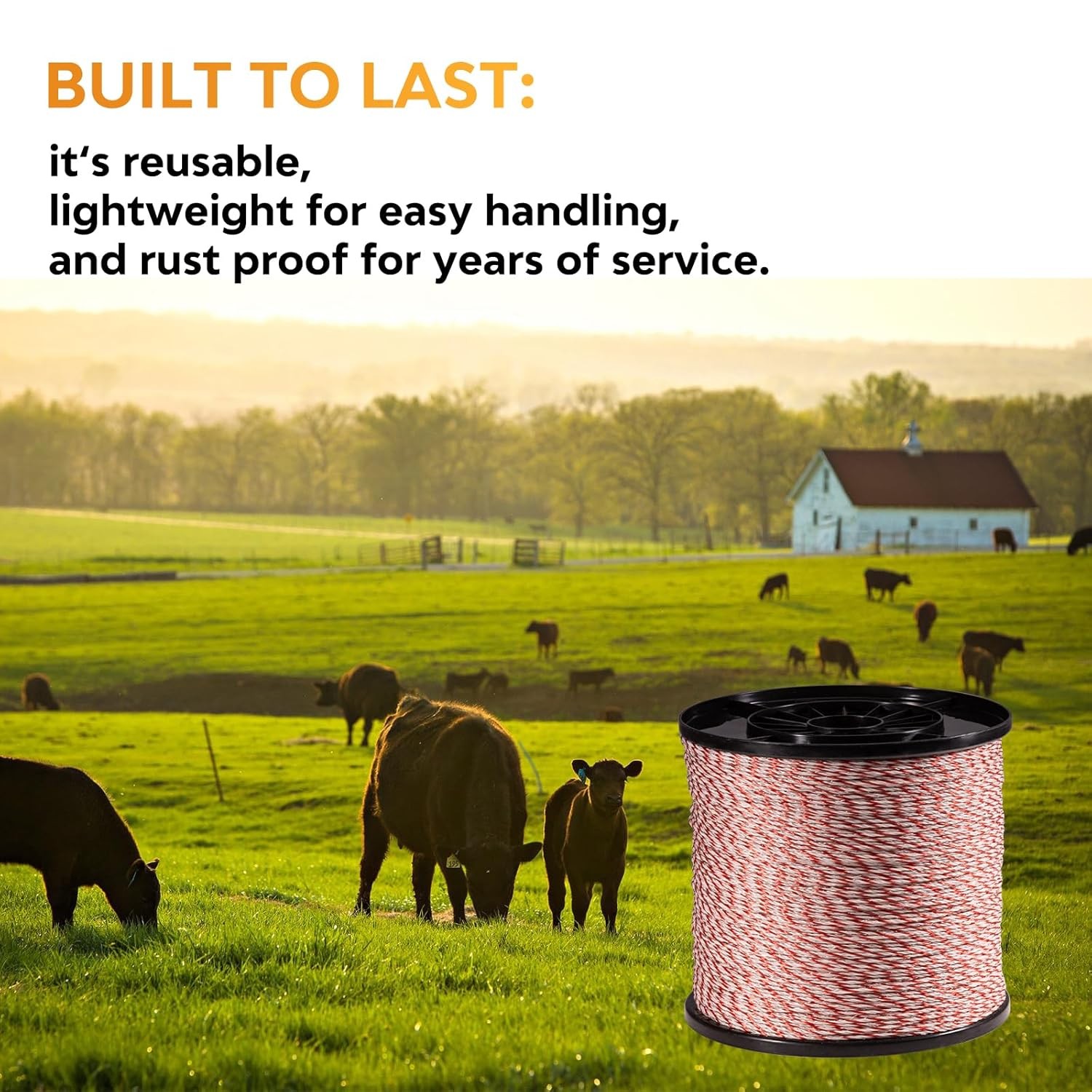 Electric Fence Wire Rope 3280Ft/1000M, 6 Strand Stainless Steel Electric Poly Ro