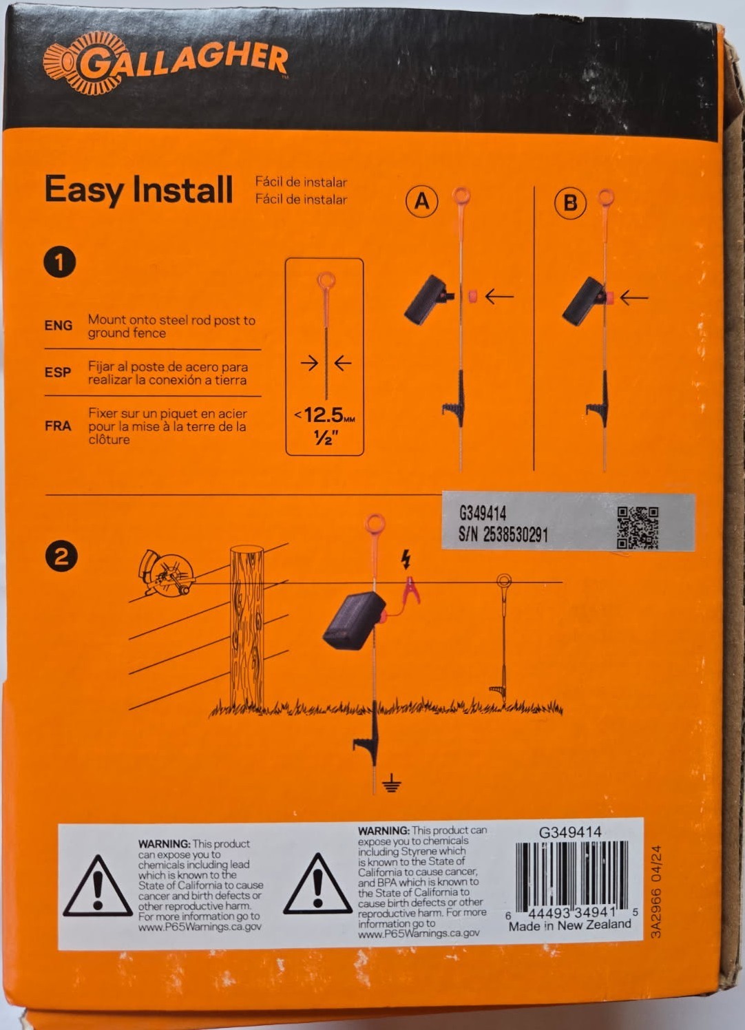 Gallagher S12 Lithium Solar Fence Energizer 4 Miles 18 Acres Charger G349414 New