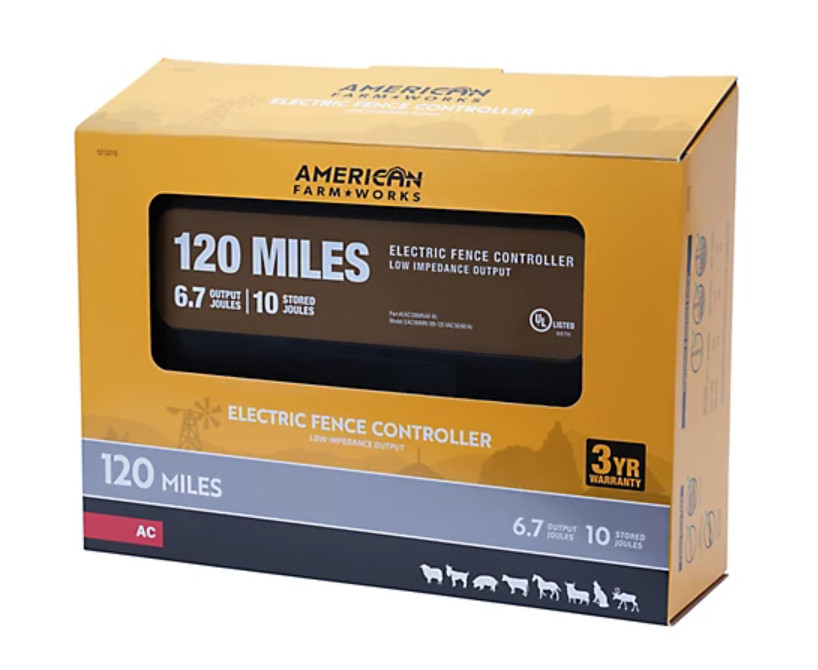 American Farm Works 6.7 J 120 mi AC Powered Low Impedance Electric Fence Control