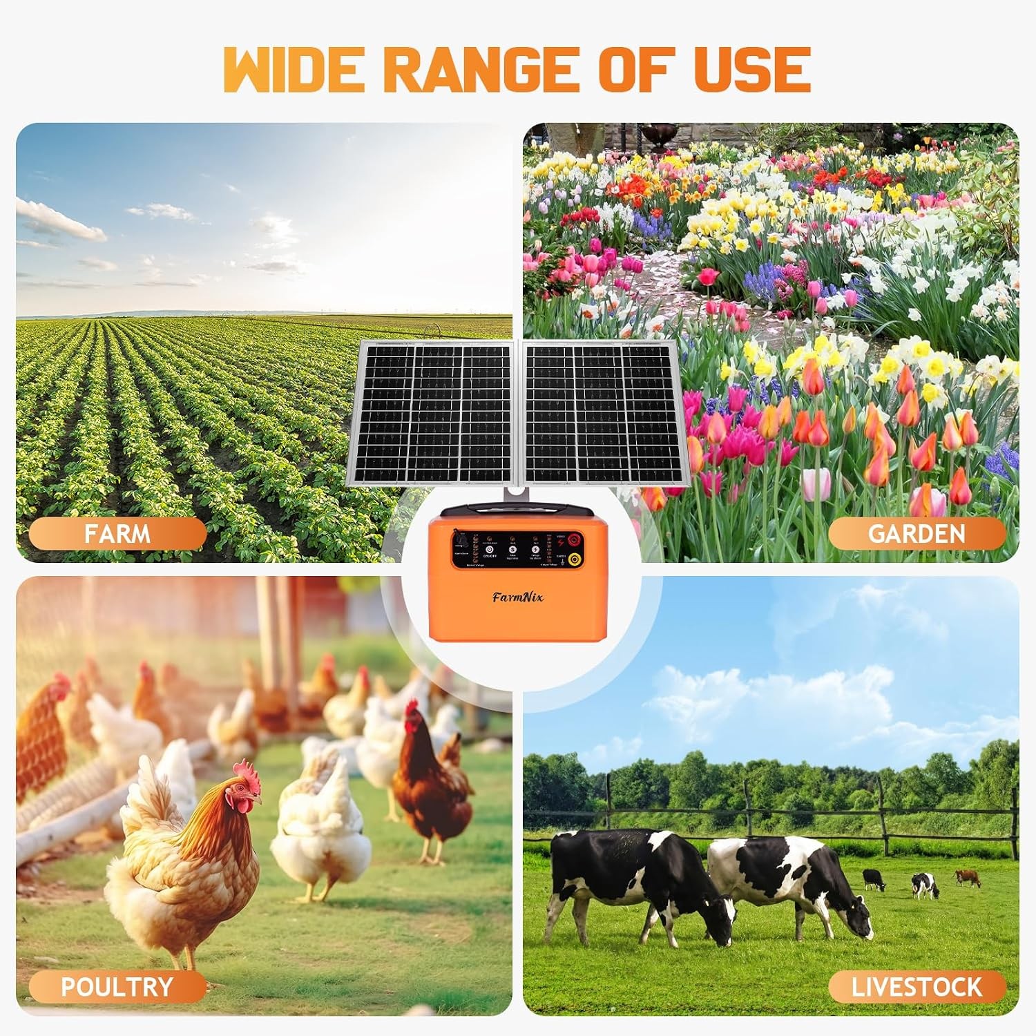 30 Miles Solar Electric Fence Charger for Livestock,6-12Kv Adjustable Output Sol