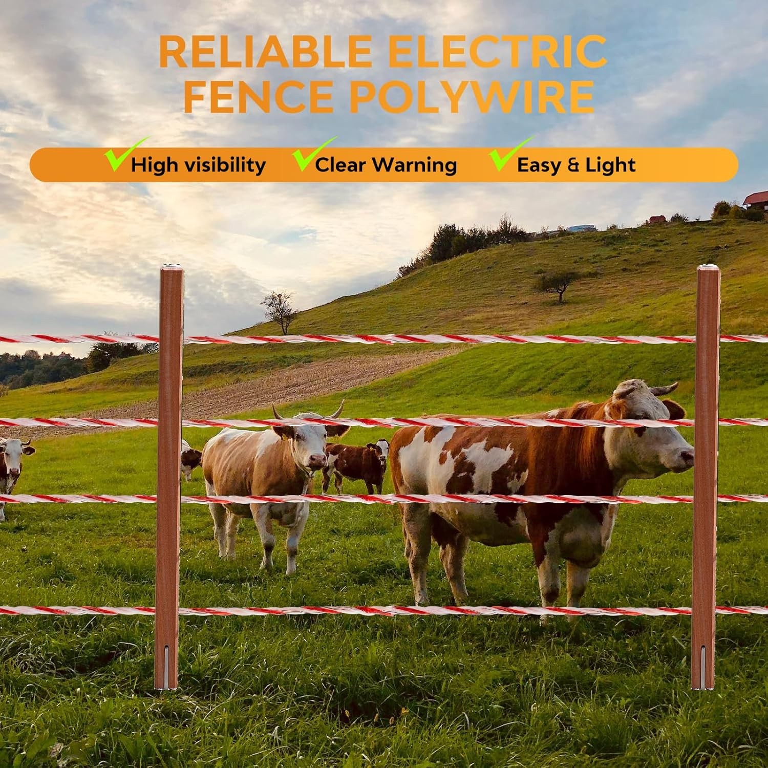 Electric Fence Wire Rope 3280Ft/1000M, 6 Strand Stainless Steel Electric Poly Ro
