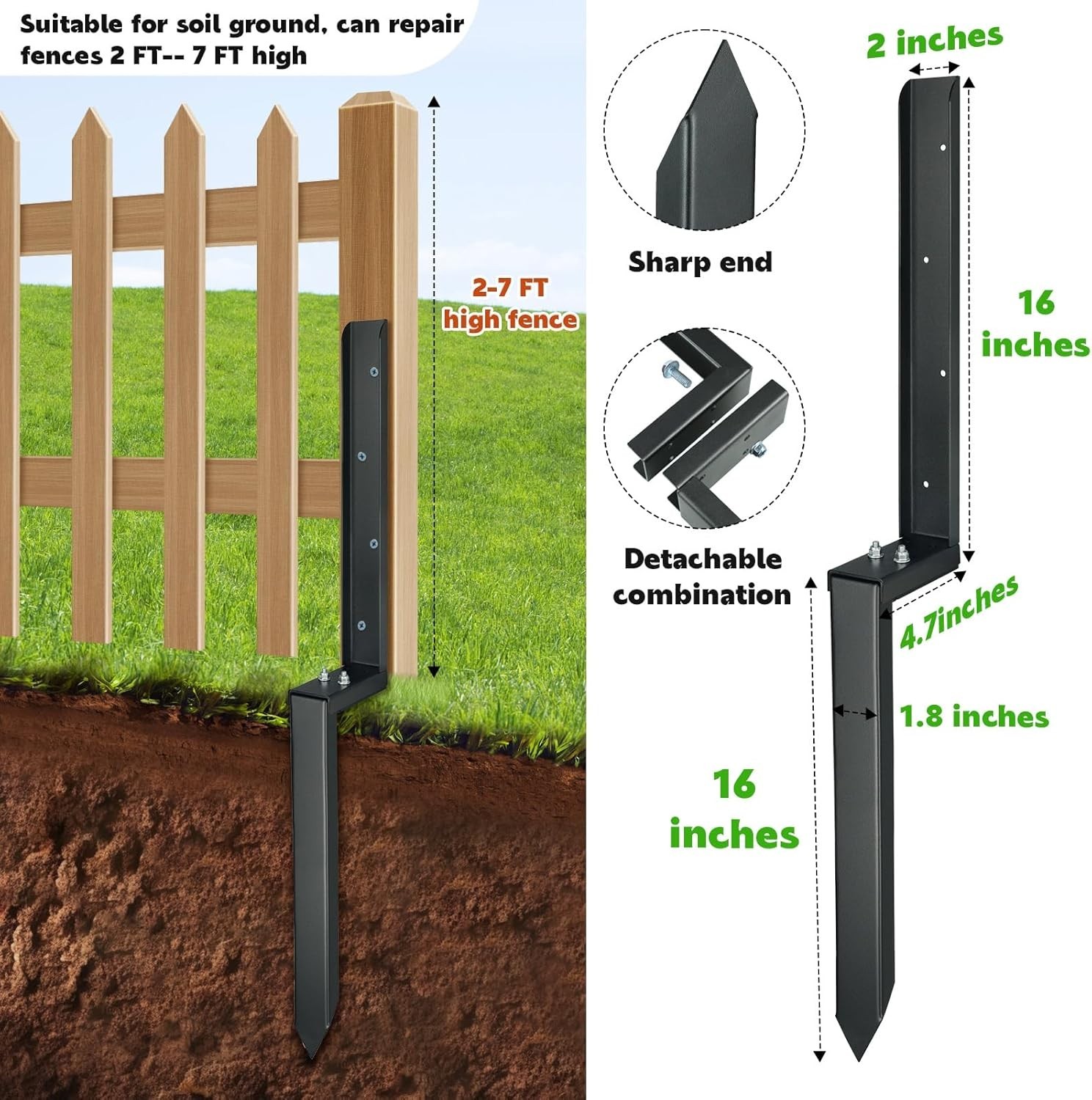 Corrosion-Resistant Fence Repair Stakes – Heavy Duty 32 Inch Support System