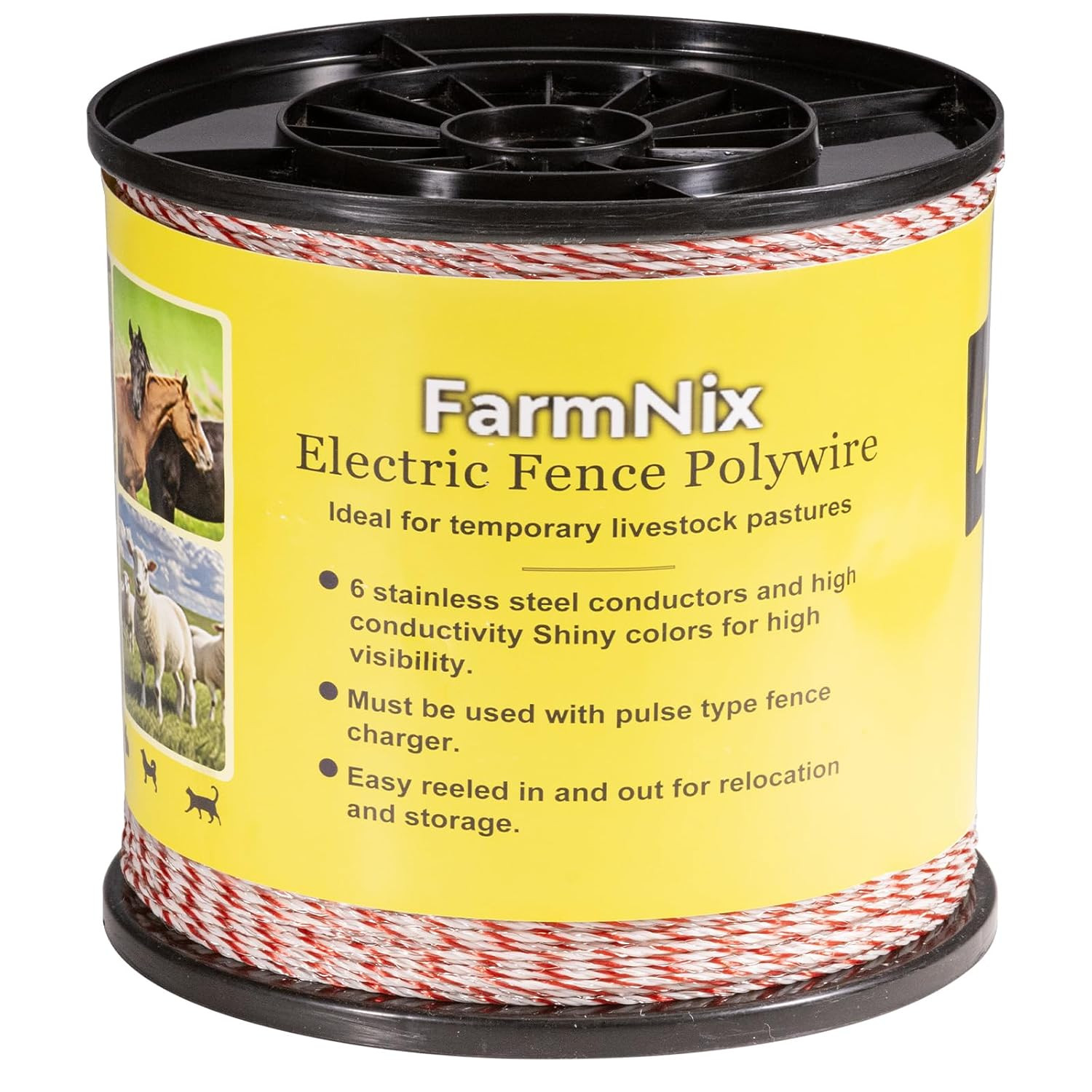 Electric Fence Wire Rope 3280Ft/1000M, 6 Strand Stainless Steel Electric Poly Ro