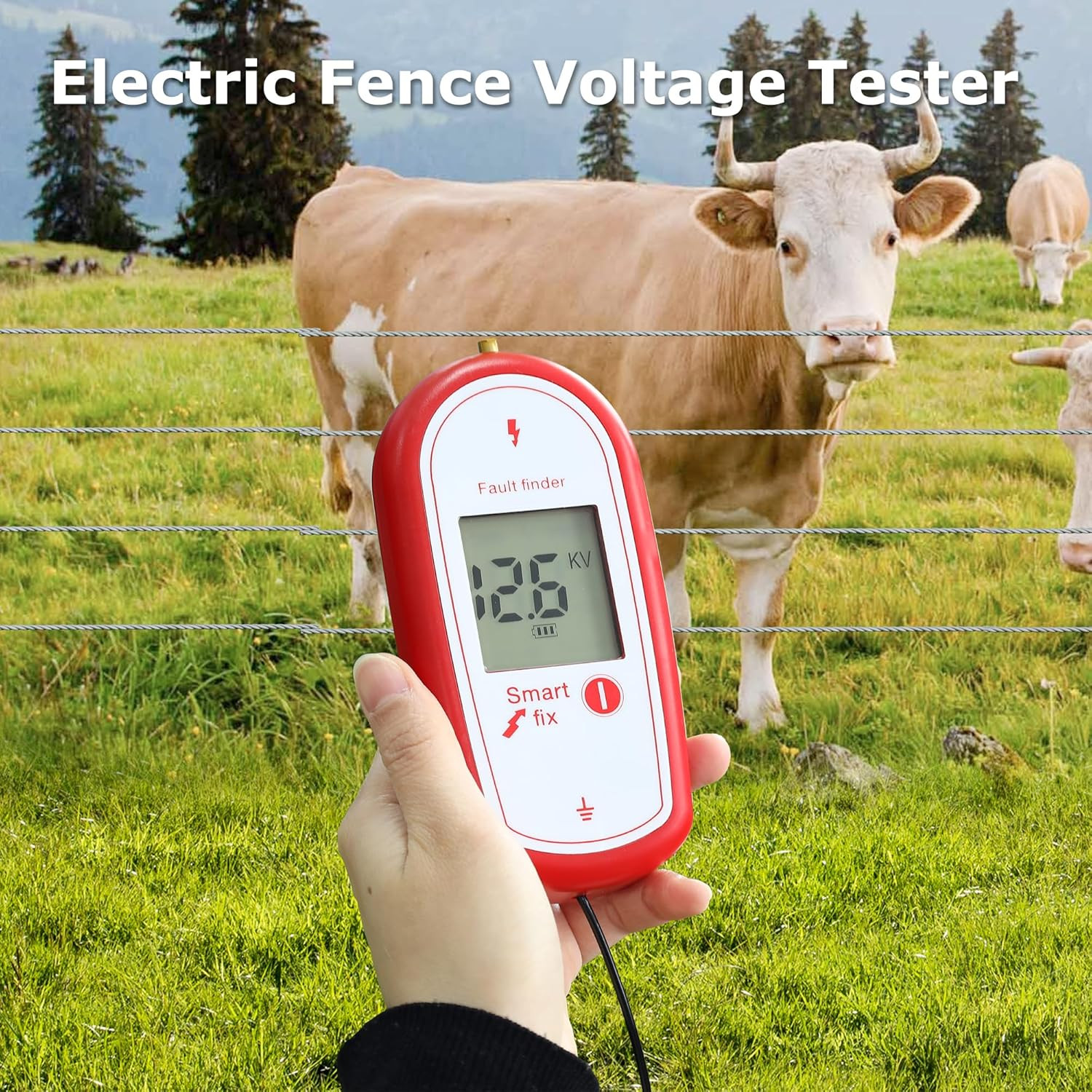 Electric Fence Voltage Tester, Handheld Fence Fault Finder Fence Tester for Farm