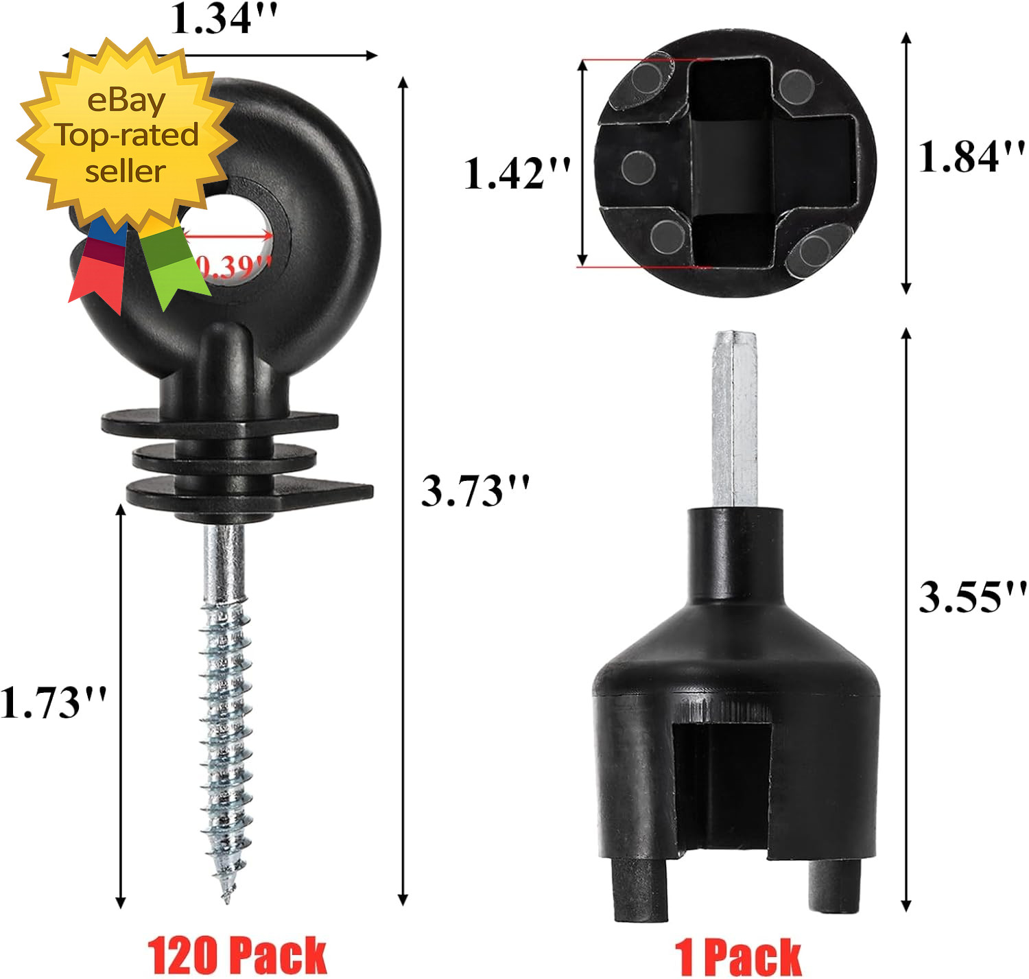 120 Pack Electric Fence Insulator Screw In Ring Post Insulator Farm Fencing Tool