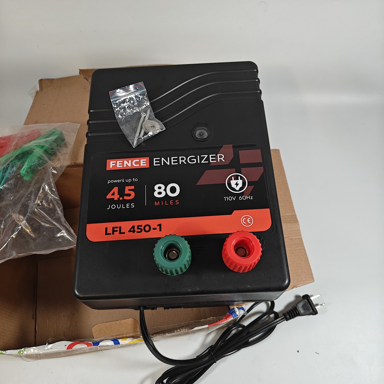 Electric Fence Charger AC Powered 80 Mile 250 Acres, 110 Volt, 4.5 Joule, 10KV